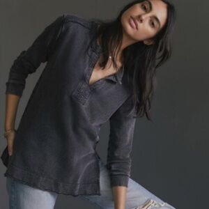 Anthropologie Pilcro Split Hem Tunic Distressed Sweatshirt XSP